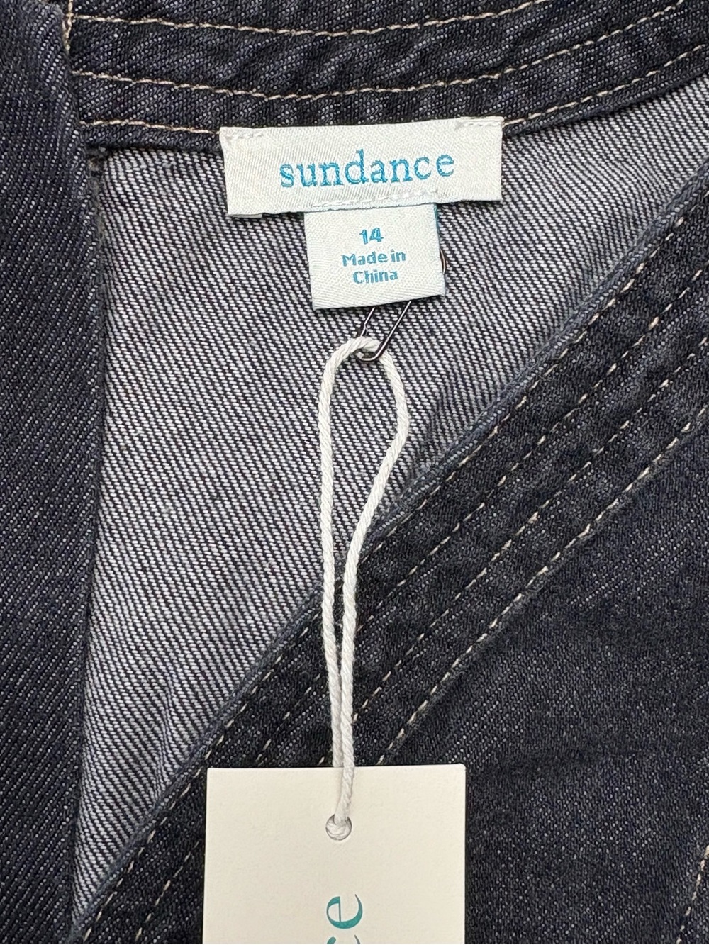 NWT Sundance Poppy Denim Dress Black Midi Belted • Size 14 • 100% Cotton - Picture 9 of 12